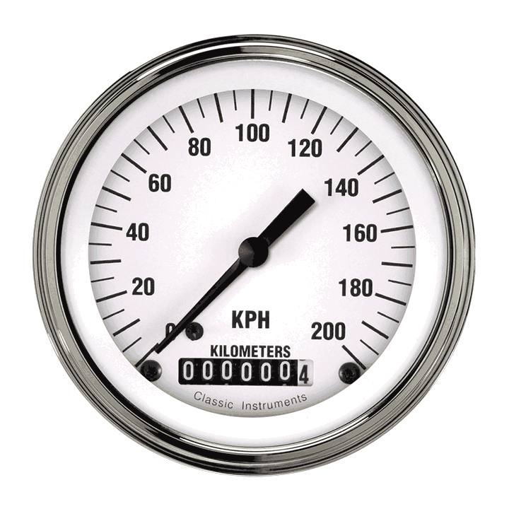 Classic Instruments White Hot 3 3/8" Speedometer - WH59SLF