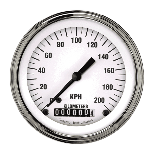 Classic Instruments WHITE HOT 3IN SPEEDO 200 KPH - WH59SLC