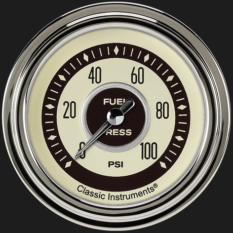 Classic Instruments Nostalgia VT 2 5/8" Fuel Pressure Gauge, 100 psi - NT346SLC