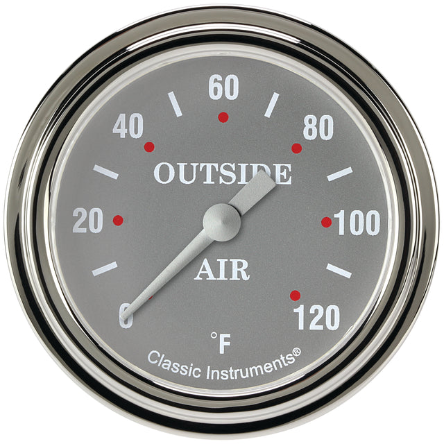 Classic Instruments Silver Gray 2-5/8" Outside Air Temp Gauge - SG399SLF