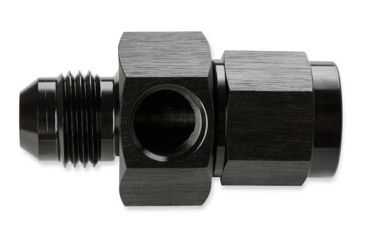 Mr Gasket - 6 AN Male-Female Fuel Pressure Gauge Adapter w/1/8'' NPT Port-Black - 400199-BL