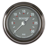 Classic Instruments Silver Gray 2-1/8" Boost Gauge (30 PSI) - SG142SLF