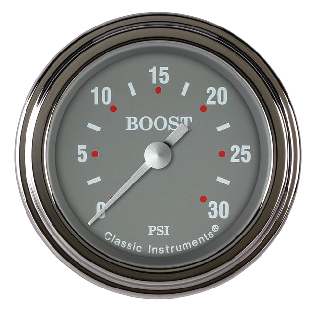 Classic Instruments Silver Gray 2-1/8" Boost Gauge (30 PSI) - SG142SLF