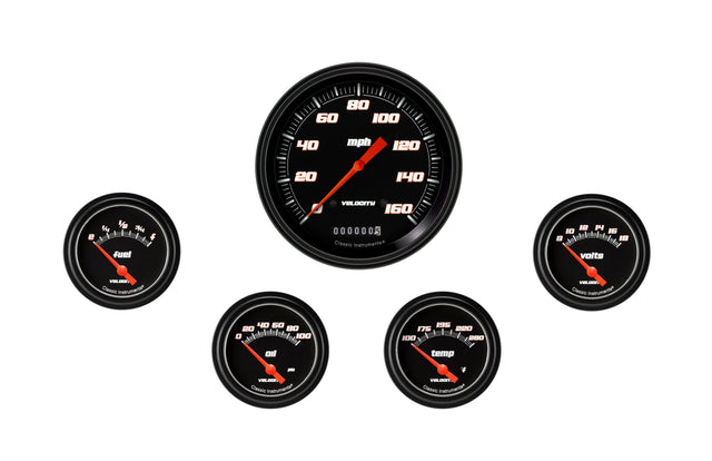 Classic Instruments Velocity Black Five Gauge Set 254 - VS254BBLF