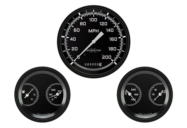 Classic Instruments AUTO CROSS GREY 5" SPEEDO & 2 - 3"DUALS- - AX64GBLF