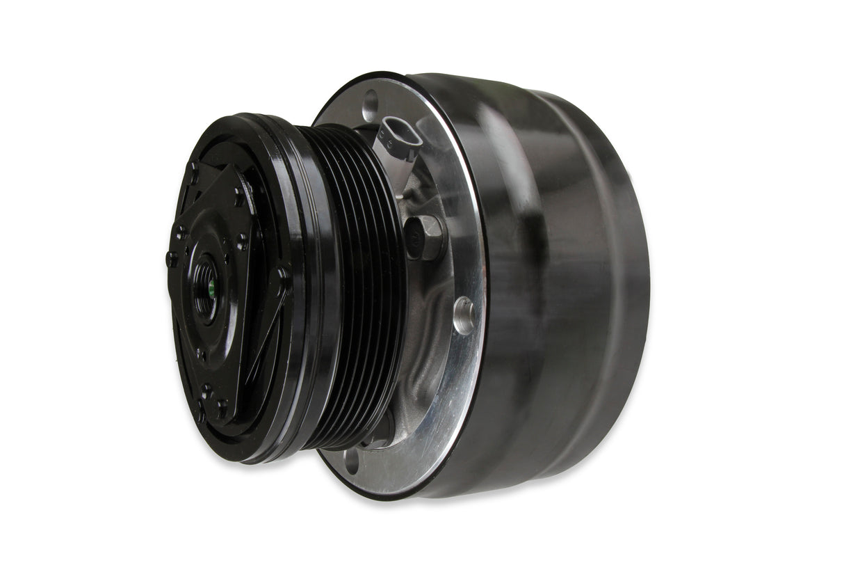 Holley 20-140BK LS High-Mount A/C Accessory Drive Kit - Includes R4 A/C Compressor, Tensioner, & Pulleys- Black Finish