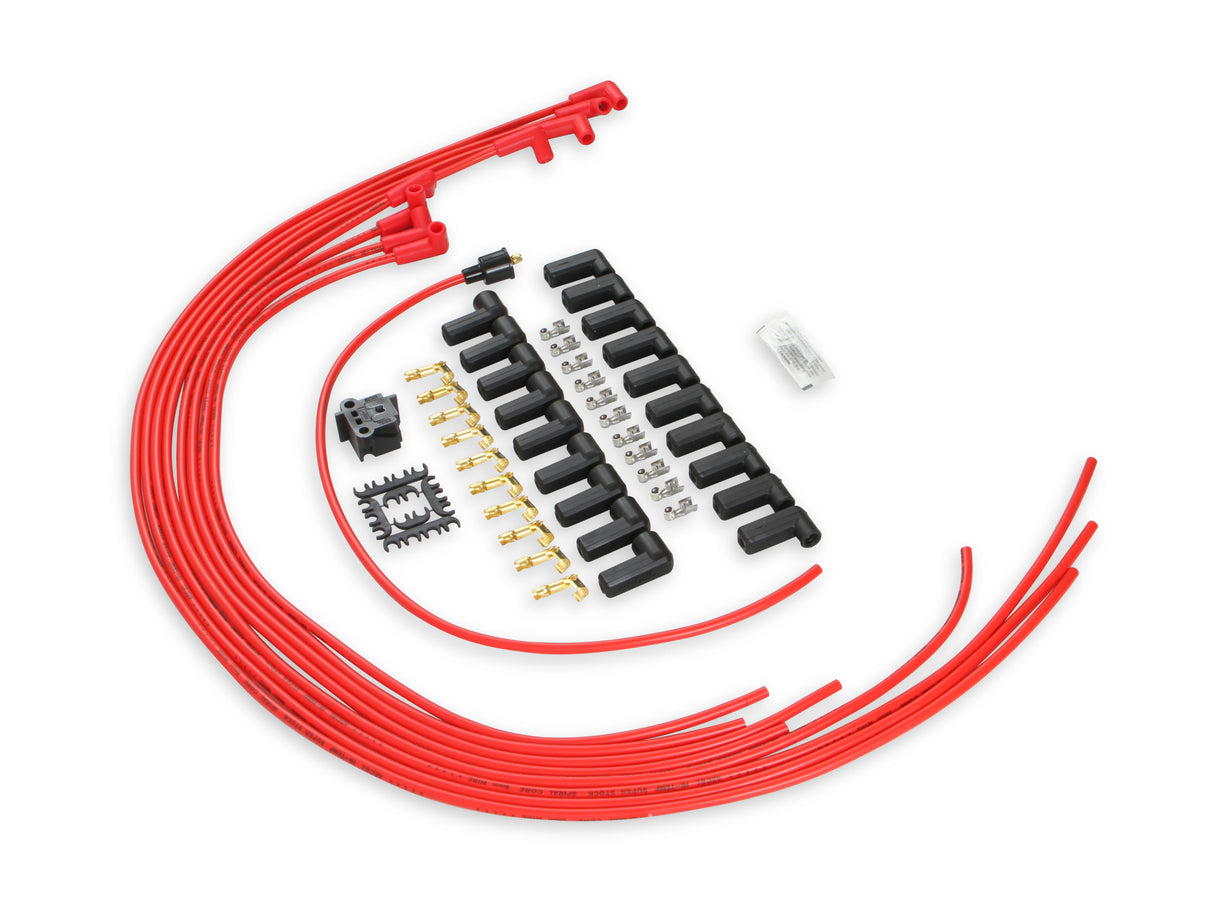 ACCEL Spark Plug Wire Set - 8mm - Universal - Red Wire with Red 90 Deg Boots - 5041R