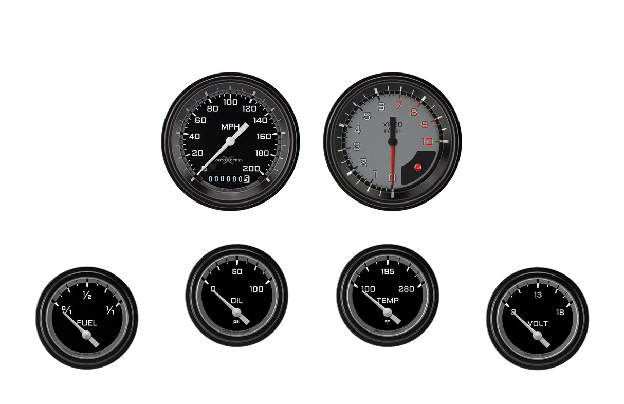 Classic Instruments AutoCross Gray Six Gauge Set 201 - AX201GBLF