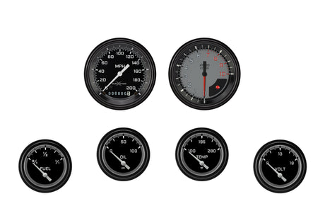 Classic Instruments AutoCross Gray Six Gauge Set 201 - AX201GBLF