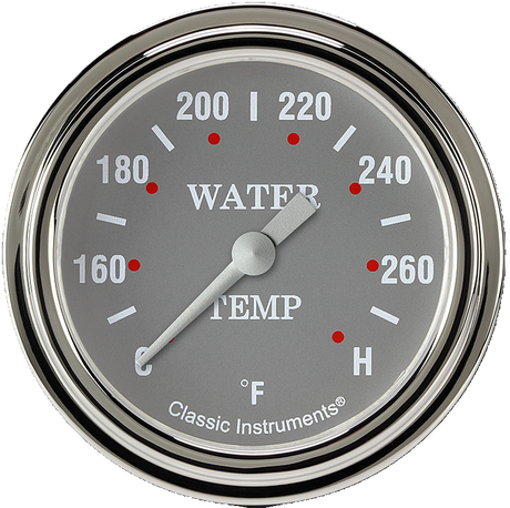 Classic Instruments Silver Gray 2 5/8" Full Sweep Water Temperature Gauge - SG326SLF-02