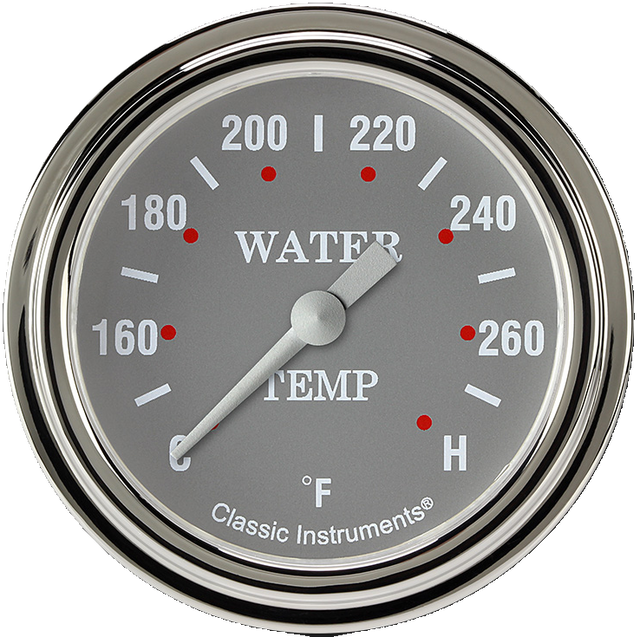 Classic Instruments Silver Gray 2 5/8" Full Sweep Water Temperature Gauge - SG326SLF-02