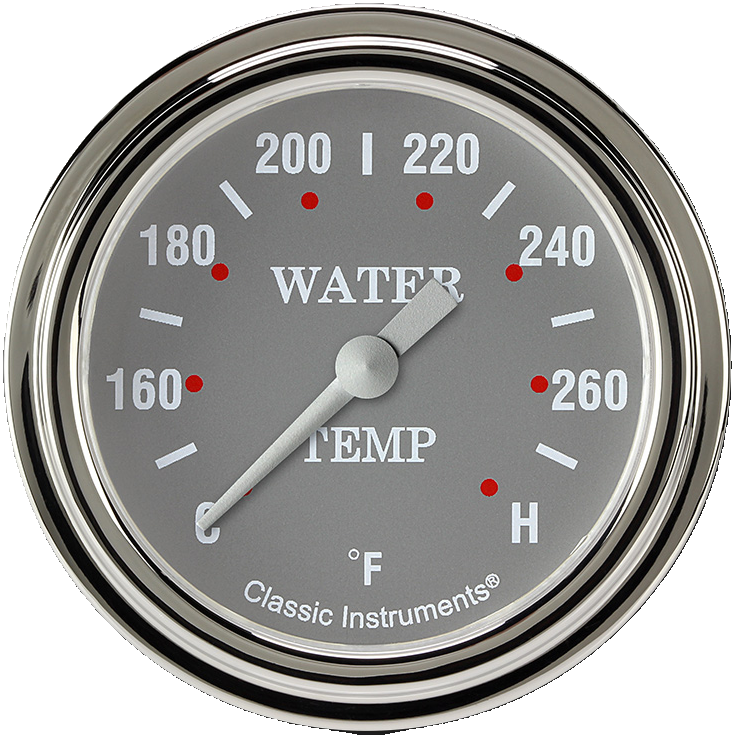 Classic Instruments Silver Gray 2 5/8"Full Sweep Water Temperature Gauge - SG326SLF-06
