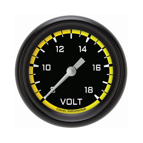 Classic Instruments Autocross Yellow 2 5/8" Voltage Gauge - AX330YBPF