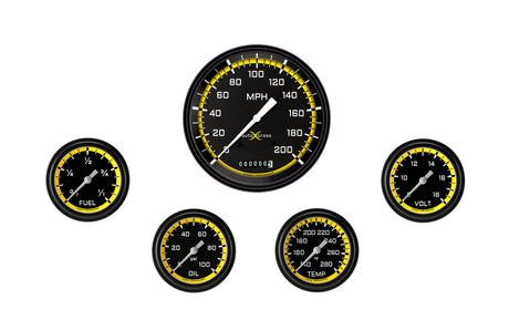 Classic Instruments AutoCross Yellow Five Gauge Set 354 - AX354YBLF