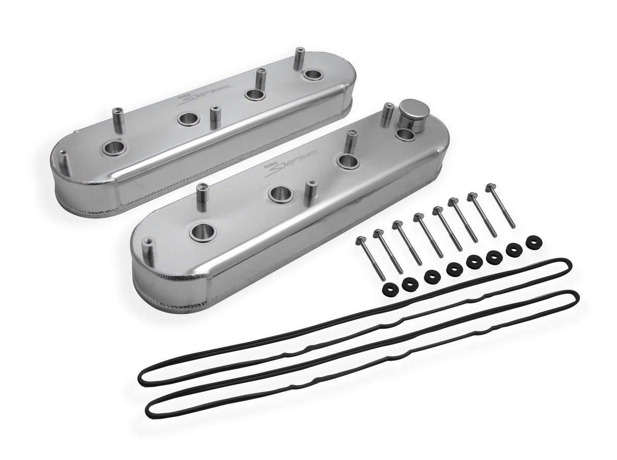 Holley 890014 Sniper Valve Cover - Fabricated Aluminum - GM LS Engines - Natural Anodized