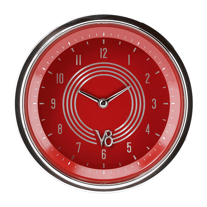 Classic Instruments V8 Red Steelie 3 3/8" Clock - V8RS93SHC