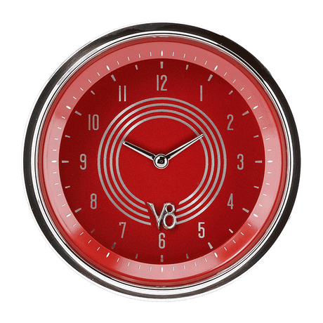 Classic Instruments V8 Red Steelie 3 3/8" Clock - V8RS93SHC