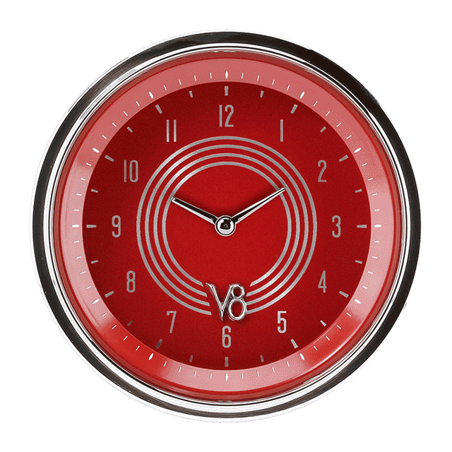 Classic Instruments V8 Red Steelie 3 3/8" Clock - V8RS93SHC