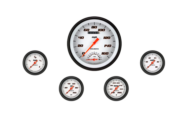 Classic Instruments Velocity White Five Gauge Set 165 - VS165WBLF