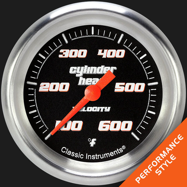 Classic Instruments Velocity Black 2 5/8" Cylinder Head Temp. Gauge - VS397BAPF