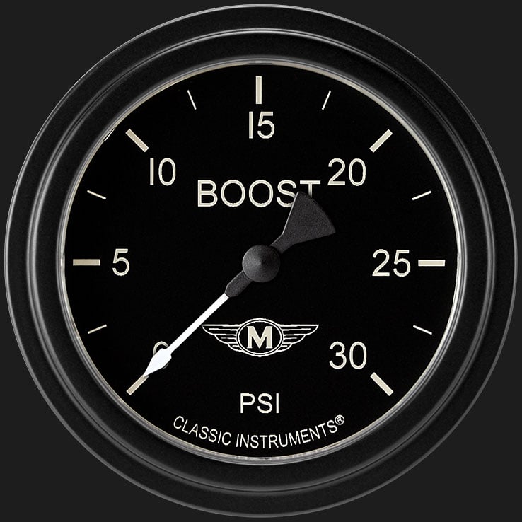 Classic Instruments Moal Bomber 2 5/8" Boost Gauge, 30 psi - MA342BLF