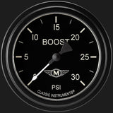 Classic Instruments Moal Bomber 2 5/8" Boost Gauge, 30 psi - MA342BLF