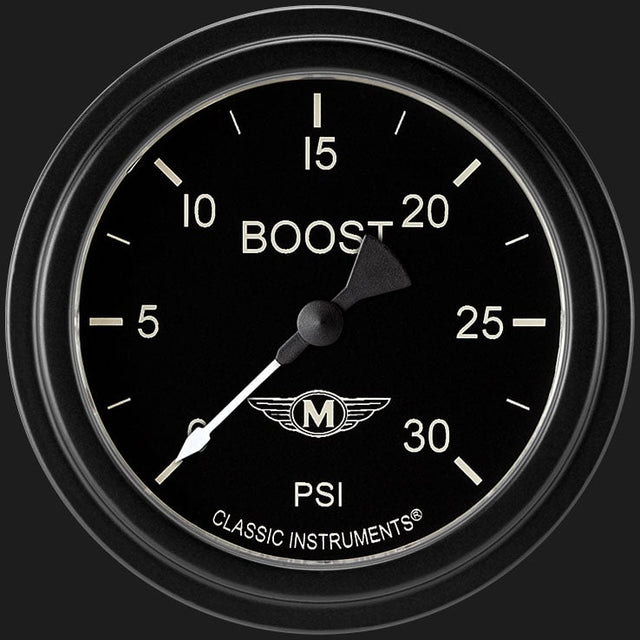 Classic Instruments Moal Bomber 2 5/8" Boost Gauge, 30 psi - MA342BLF