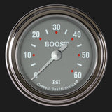 Classic Instruments Silver Gray 2 1/8" Boost Gauge, 60 psi - SG143SLF