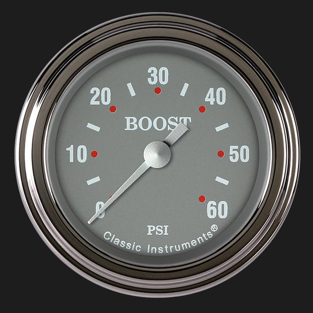 Classic Instruments Silver Gray 2 1/8" Boost Gauge, 60 psi - SG143SLF