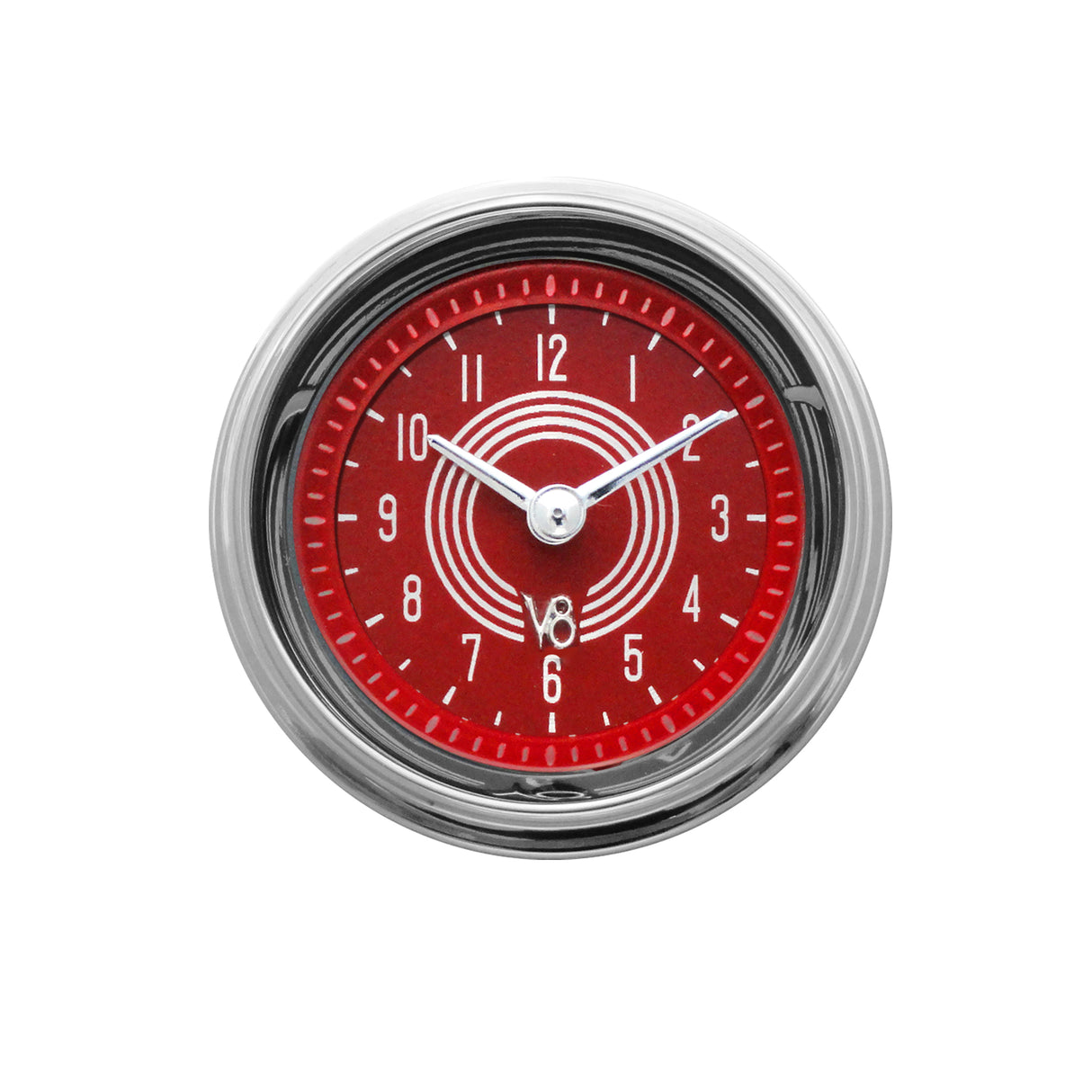 Classic Instruments V8 Red Steelie 2-1/8" Clock - V8RS90SHC