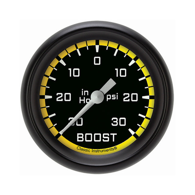 Classic Instruments Autocross Yellow 2 5/8" Boost/Vac Gauge - AX341YBPF