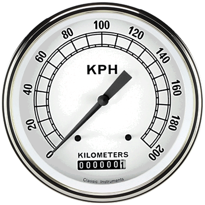 Classic Instruments CLASSIC WHITE 5IN SPEEDO 200 KPH - CW58SLC