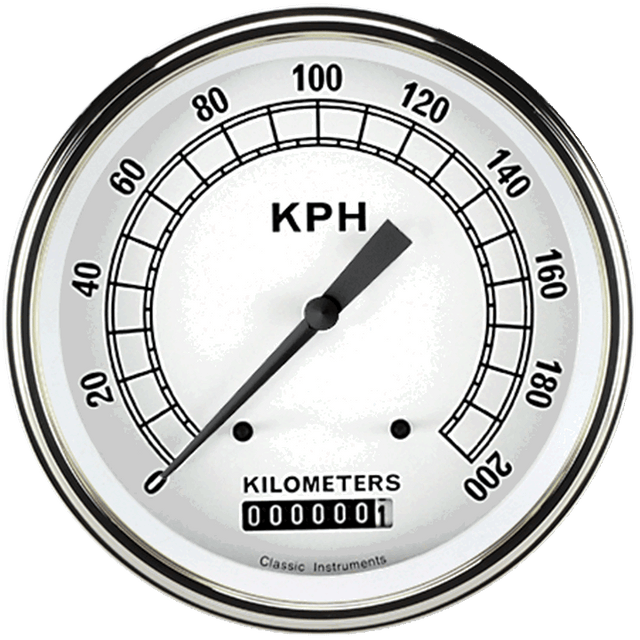 Classic Instruments CLASSIC WHITE 5IN SPEEDO 200 KPH - CW58SLC