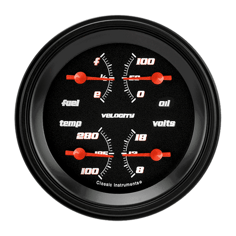 Classic Instruments Velocity Black 3 3/8" Quad - VS79BBLF