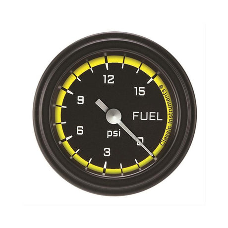 Classic Instruments Autocross Yellow 2 1/8" Fuel Pressure Gauge, 15 psi - AX145YBLF
