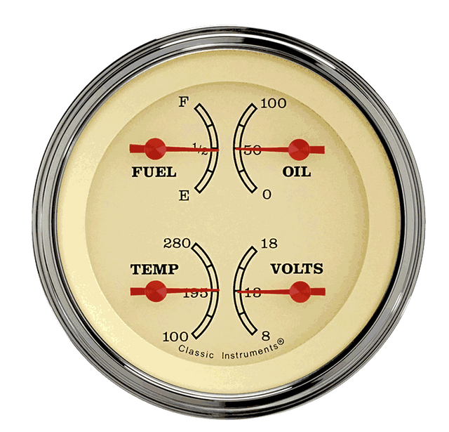 Classic Instruments Vintage 3" Quad Gauge (240-33 Ohm) - VT76GLC