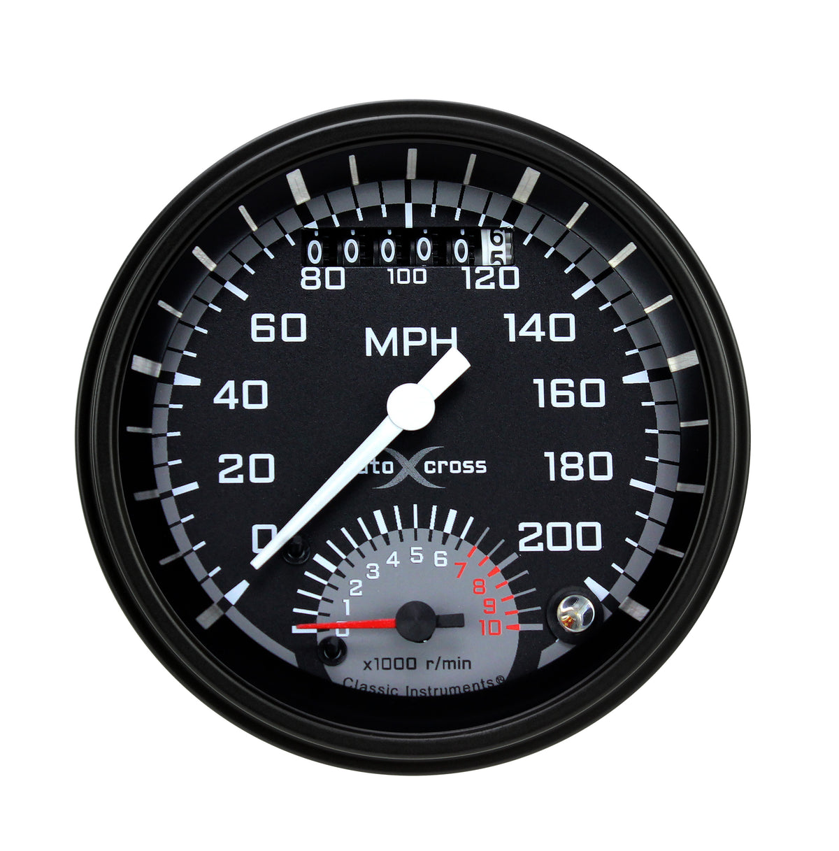 Classic Instruments AutoCross Gray 3-3/8" Ultimate Speedometer Gauge - AX20GBLF
