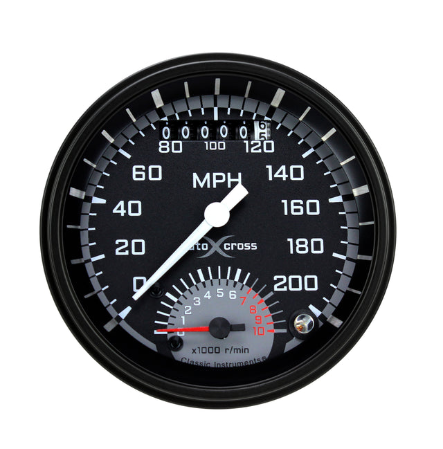 Classic Instruments AutoCross Gray 3-3/8" Ultimate Speedometer Gauge - AX20GBLF