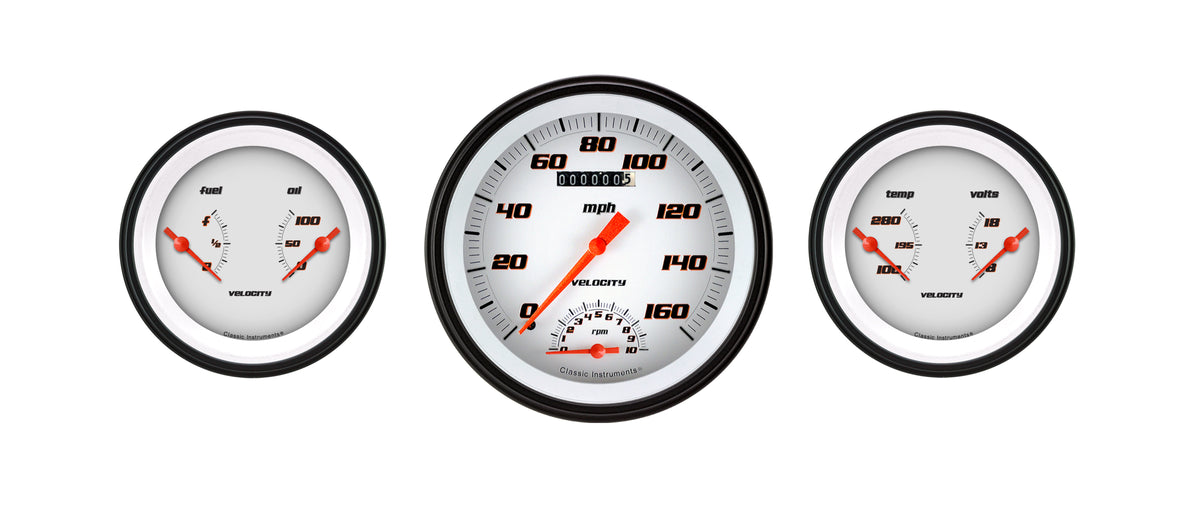 Classic Instruments Velocity White Three Gauge Set - VS61WBLF