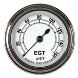 Classic Instruments Classic White 2-1/8" Exhaust Gas Tempature Gauge - CW198SLF