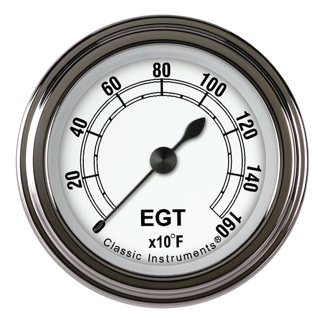 Classic Instruments Classic White 2-1/8" Exhaust Gas Tempature Gauge - CW198SLF