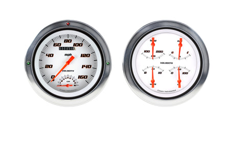 Classic Instruments Velocity Series White 1954-55 Chevy Truck Package w/ Speedtachular - CT54VSW62