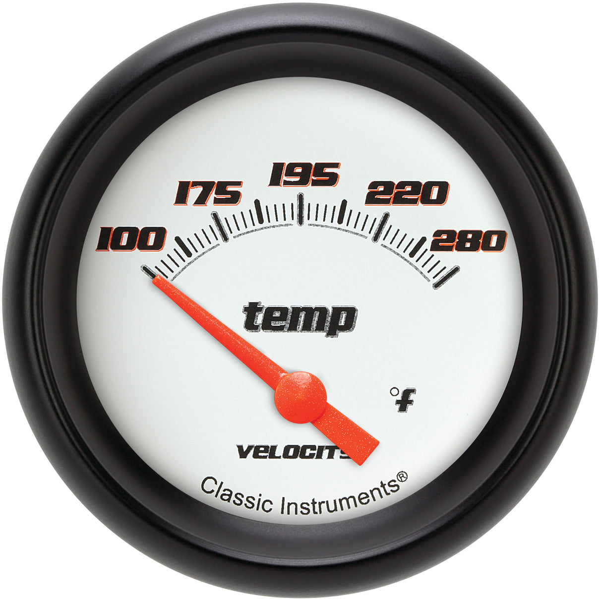 Classic Instruments Velocity White 2-5/8" Short Sweep Water Temp Gauge - VS226WBPF-06