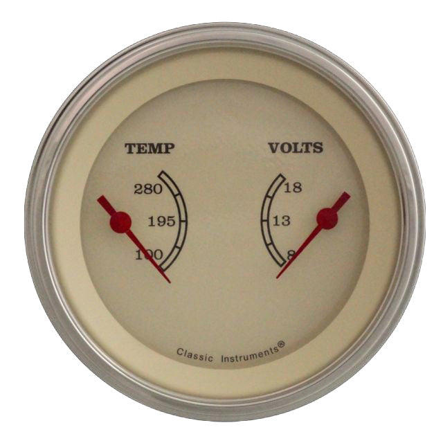 Classic Instruments Vintage 3" Dual - Temperature & Volt Gauge - VT74SLC