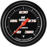 Classic Instruments Velocity Black 2-5/8" Oil Temperature Gauge - VS328BBLF