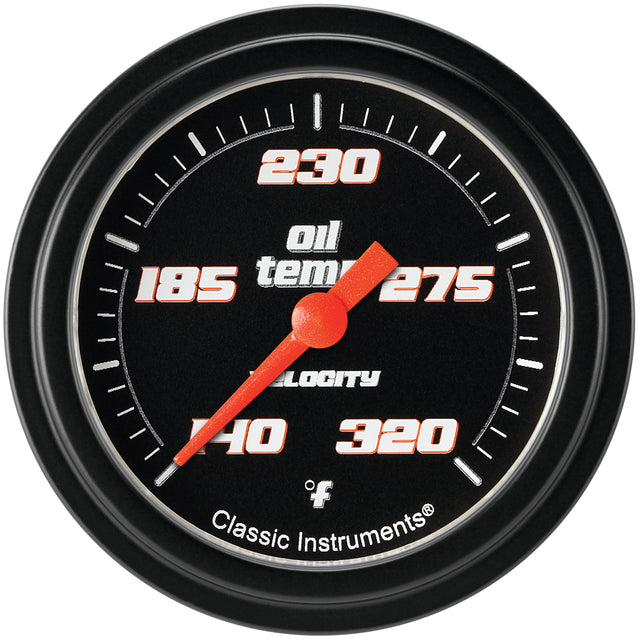 Classic Instruments Velocity Black 2-5/8" Oil Temperature Gauge - VS328BBLF