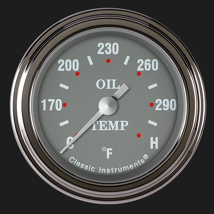Classic Instruments Silver Gray 2 1/8" Oil Temperature Gauge - SG128SLF
