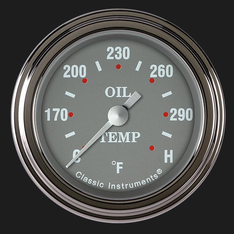 Classic Instruments Silver Gray 2 1/8" Oil Temperature Gauge - SG128SLF
