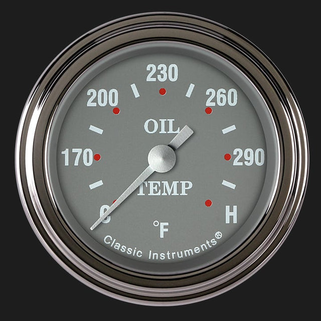 Classic Instruments Silver Gray 2 1/8" Oil Temperature Gauge - SG128SLF