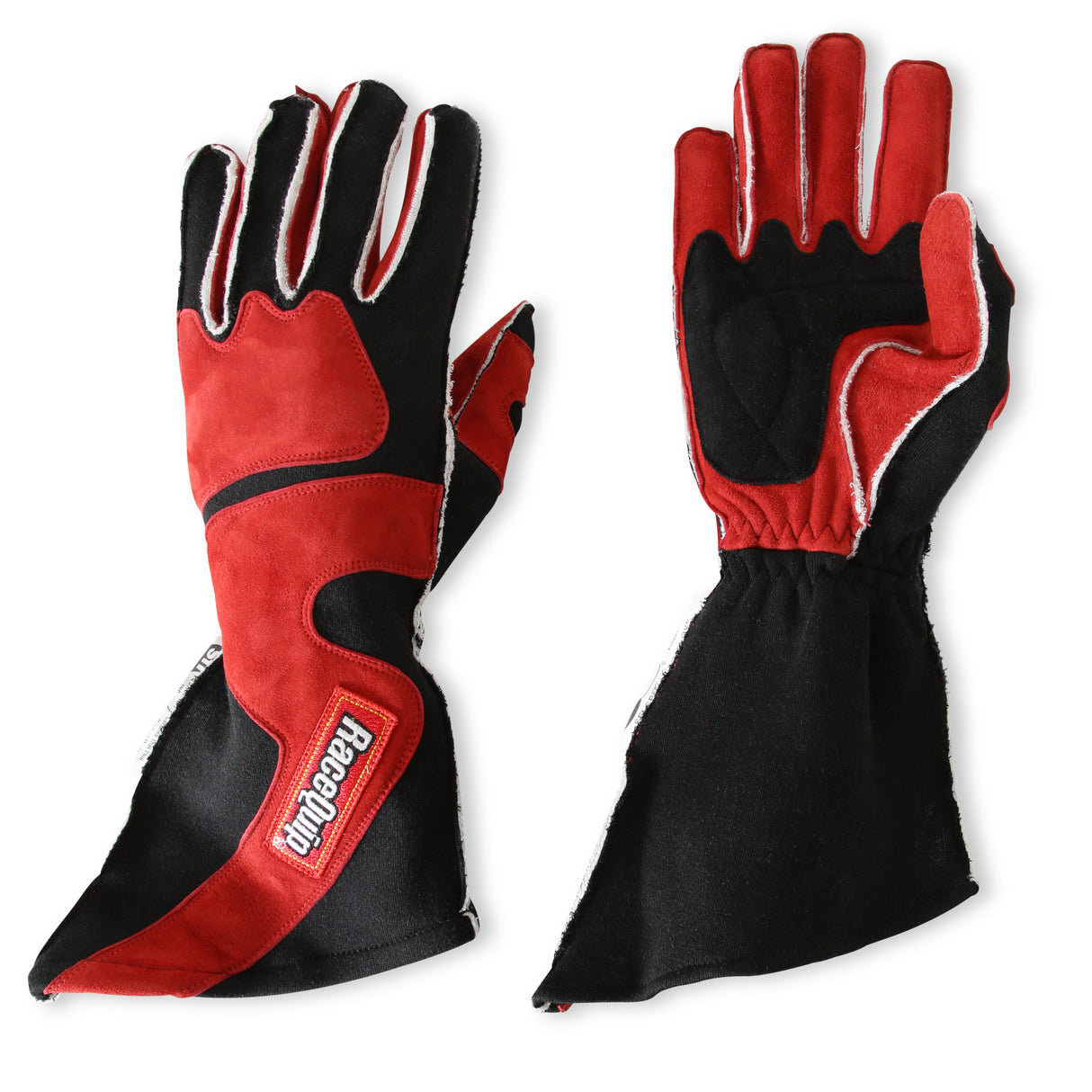 Racequip SFI 3.3/5 Red / Black Outseam Long Gauntlet Nomex Race Gloves - Medium - 359103RQP
